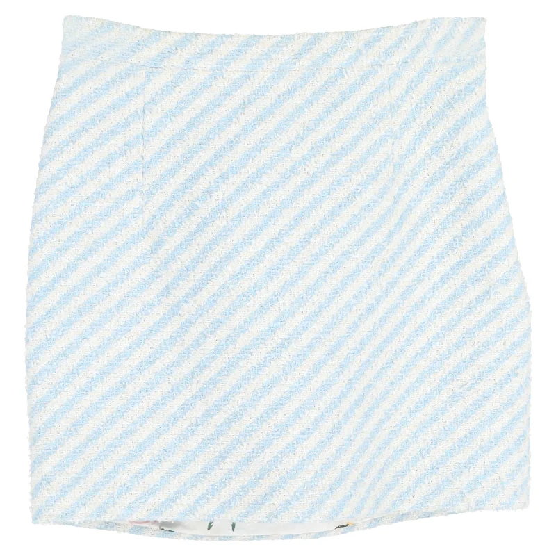 Women's Casual Apparel Alessandra Rich Stripe Mini A-Line Skirt in Multicolor Cotton Tweed