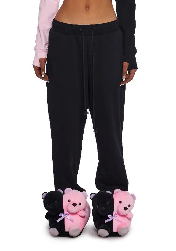 Women's Evening Clothing Flirty Kiss Jogger Sweatpants - Black