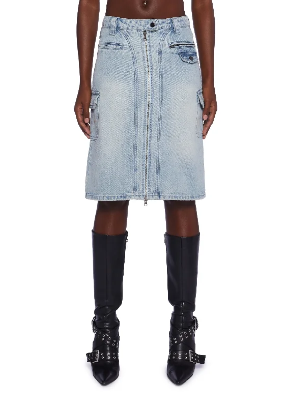 Women's Clothing Apparel Sets Camille Denim Midi Cargo Skirt