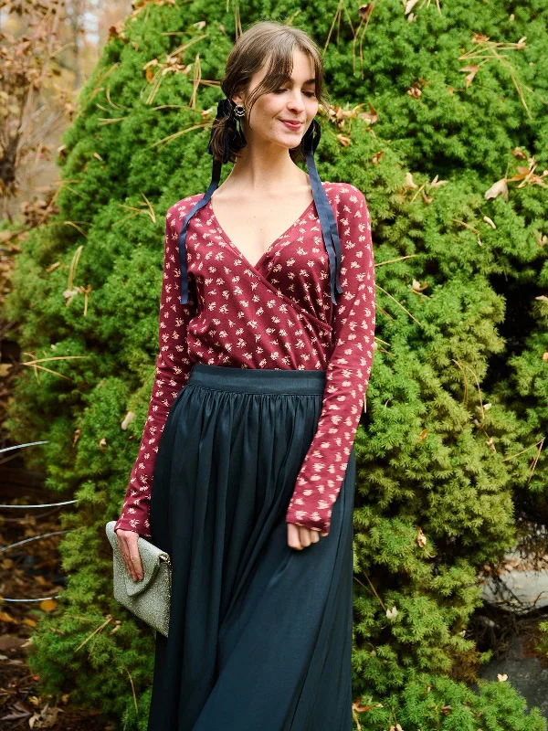 Women's Chic Outerwear Garments Gillian Wrap Top - Burgundy Bouquet