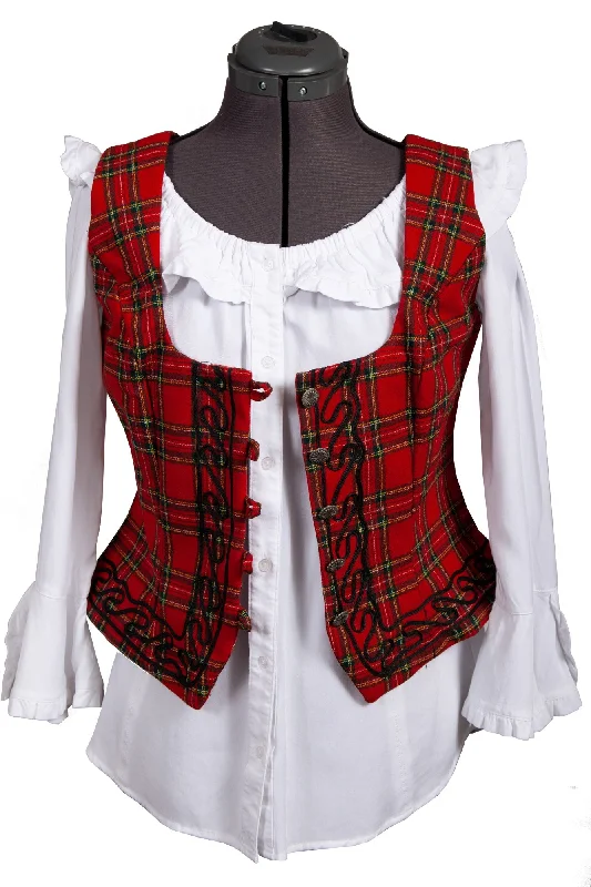 Women's Comfy Loungewear Outfit Scully Womens Red 100% Wool Tartan Plaid Vest