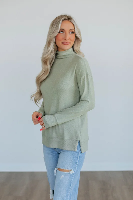 Women's Casual Outfit Rachelle Mock Neck Top - Pear