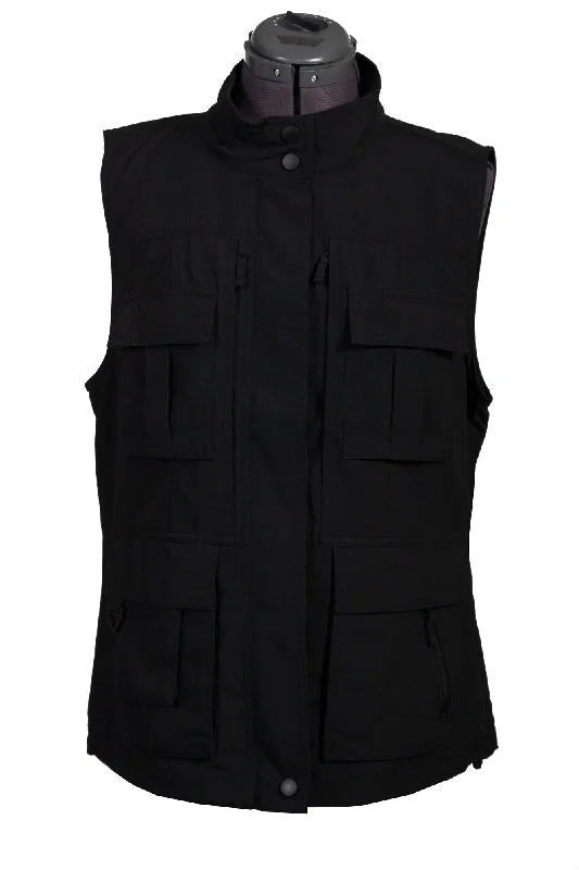 Women's Wardrobe Apparel Scully Womens Black Nylon Multi-Pocket Vest