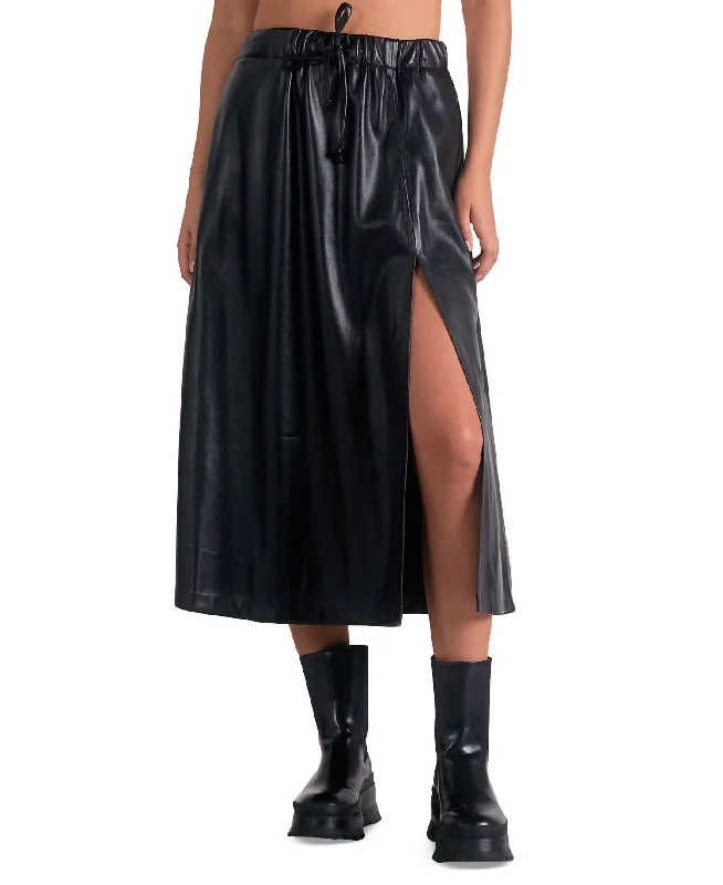Women's Clothing For Special Occasions Sleek Vegan Midi Skirt In Black