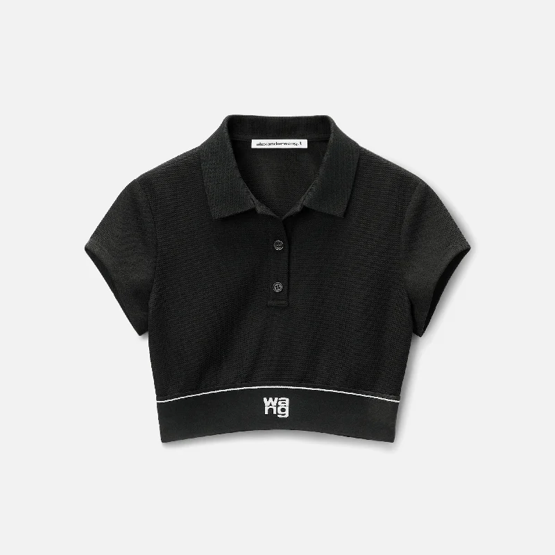 Women's Vacation Outfit T by Alexander Wang Cheerleader Polo Top - Black