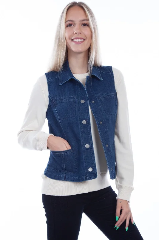 Women's Evening Wear Attire Scully Womens Denim Cotton Blend Princess Vest