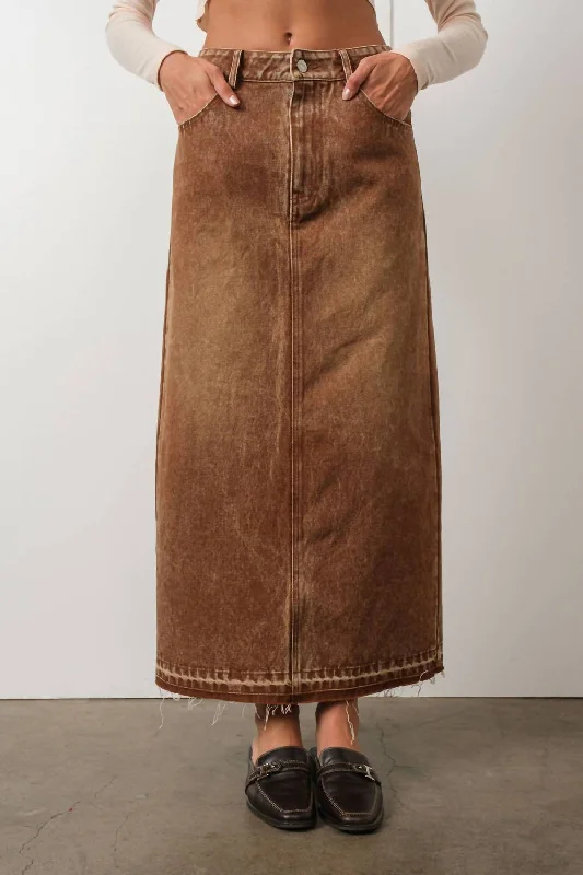 Stylish Women's Garments For Holidays Washed Denim Skirt In Brown
