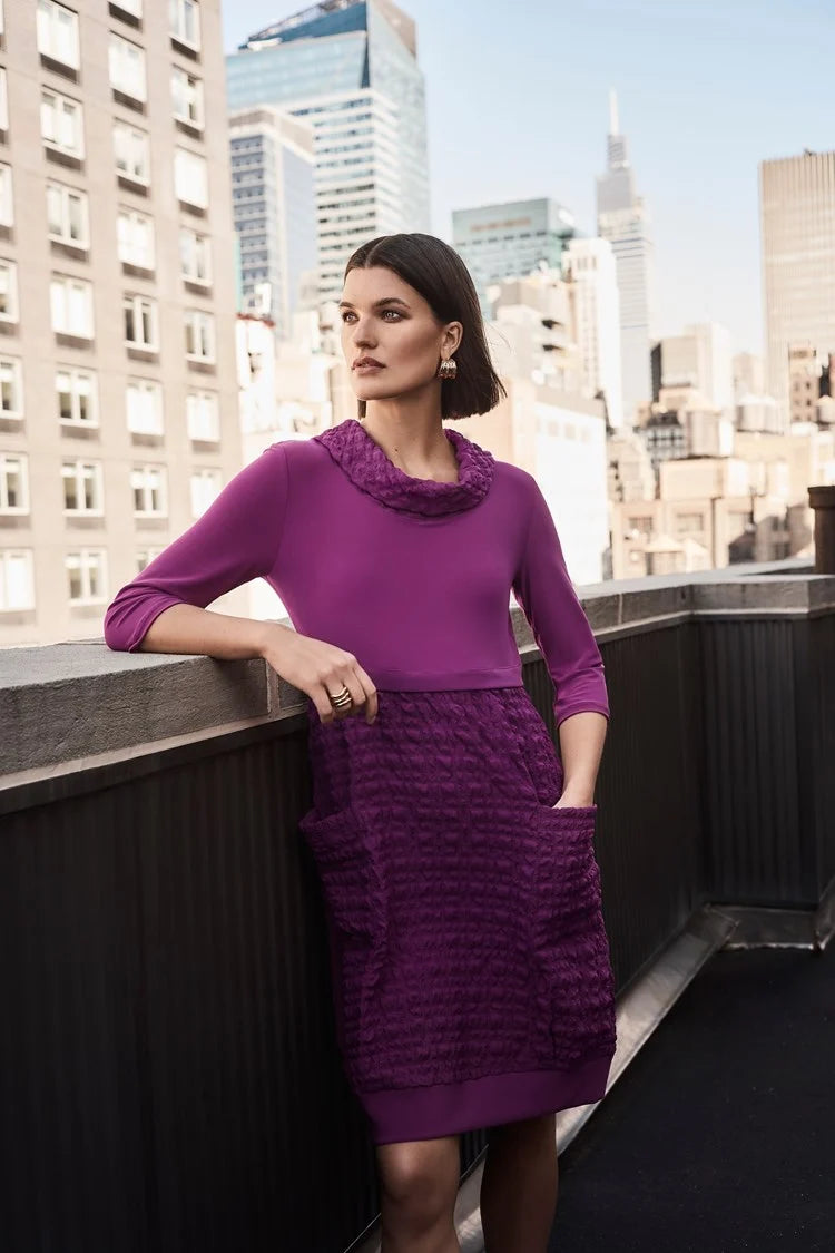 Chic Casual Style Joseph Ribkoff Empress Jacquard And Silky Knit Cocoon Dress