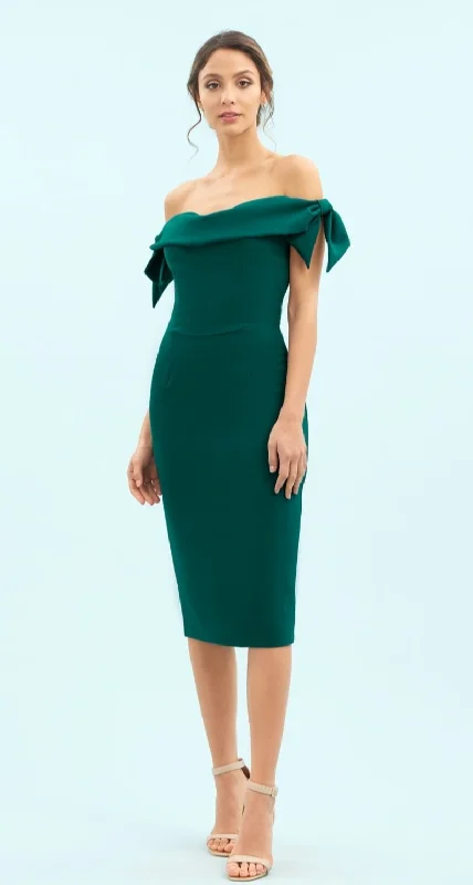 Comfortable Casual Women's Clothing Tilly Pencil Dress (Forrest Green)