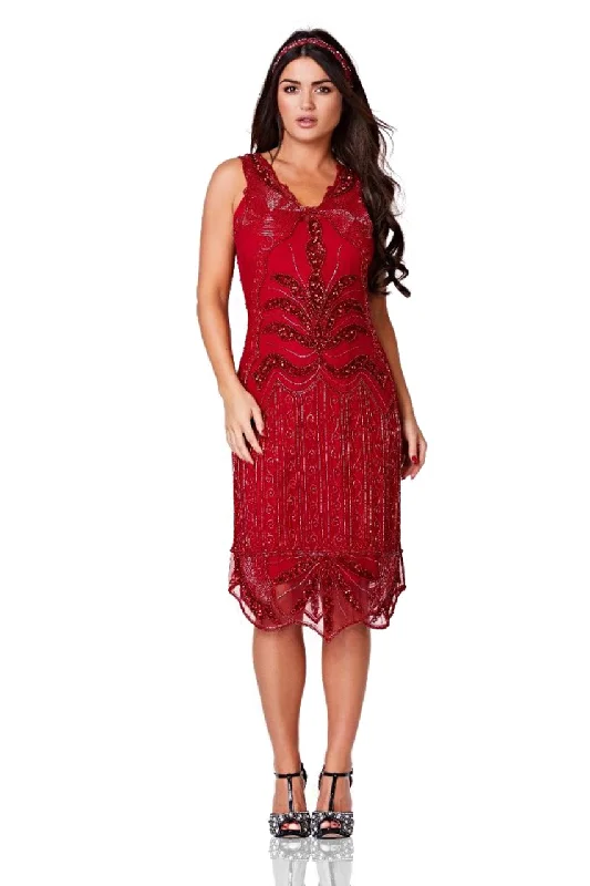 Women's Romantic Outfit 1920s Flapper Dress in Red