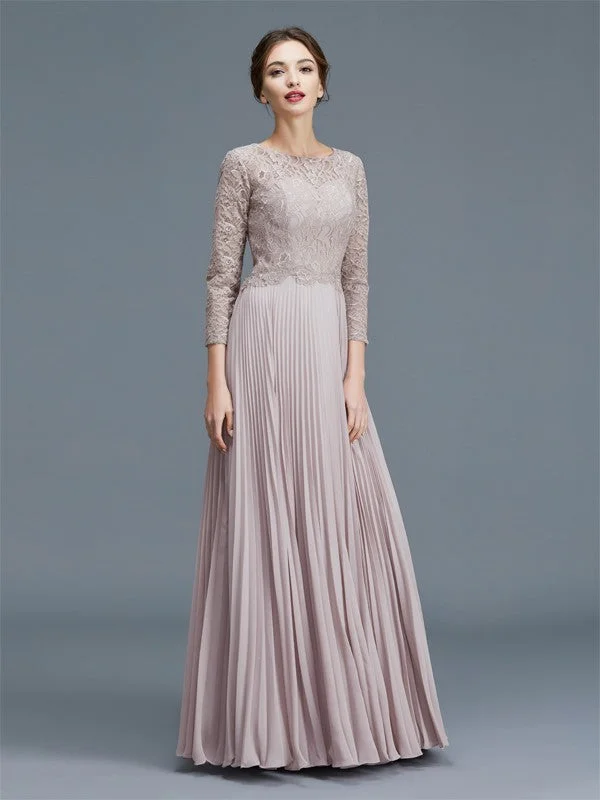 Women's Clothes For Outdoor Events A-Line/Princess Scoop 3/4 Sleeves Lace Chiffon Floor-Length Mother of the Bride Dresses Women's Clothes For Outdoor Events A-Line/Princess Scoop 3/4 Sleeves Lace Chiffon Floor-Length Mother of the Bride Dresses
