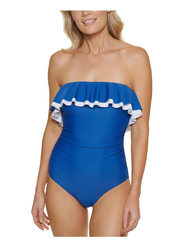 Women's Occasion Wear Apparel Womens Ruffled Ruched One-Piece Swimsuit