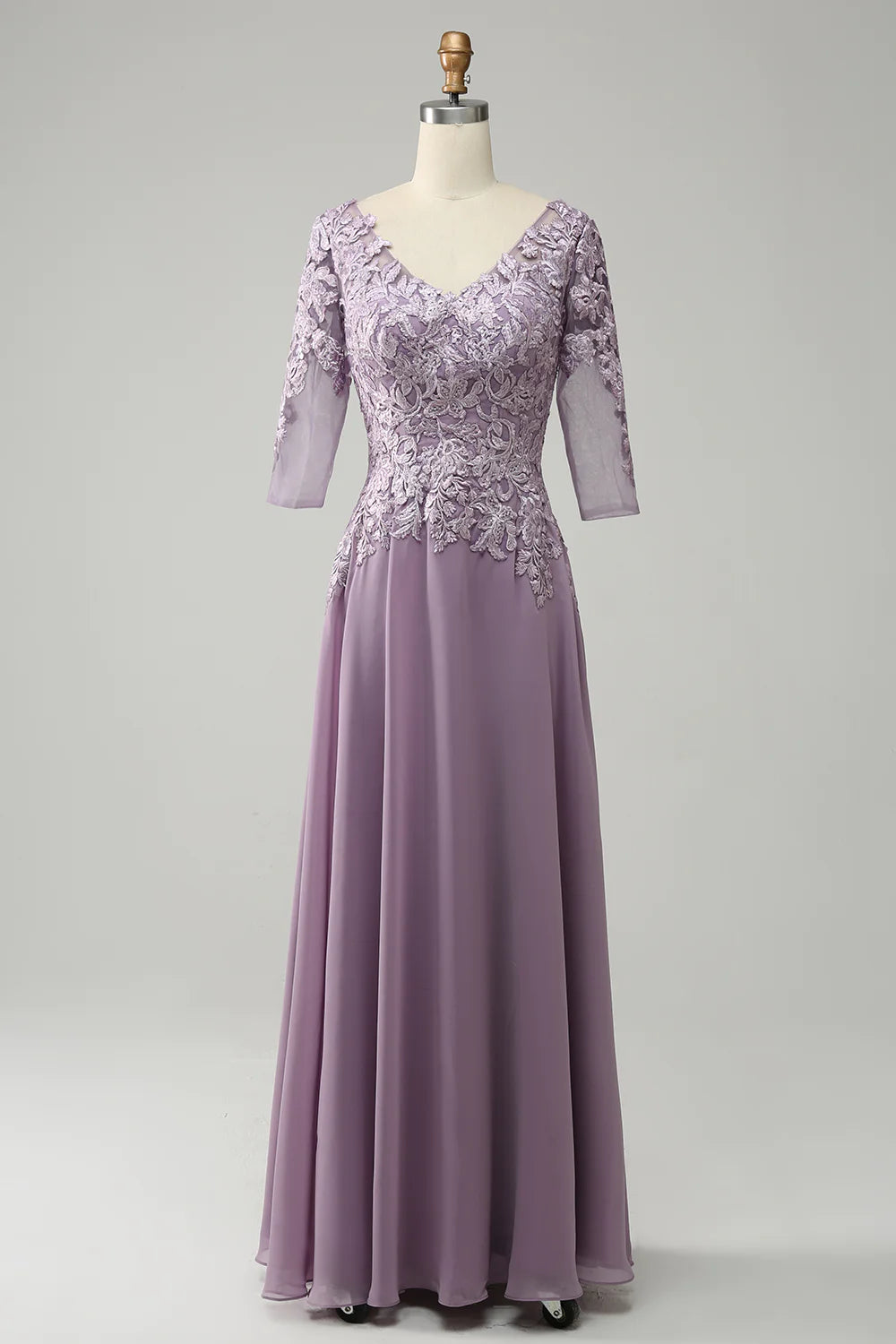 Special Offers Grey Purple Chiffon Mother of the Bride Dress with Lace