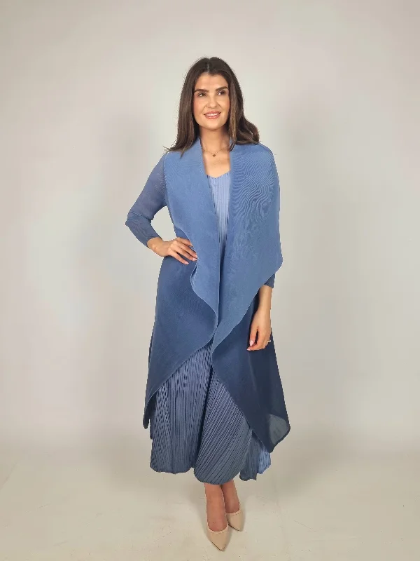 Stylish Savings Alquema Long Estrella Dress And Collare Coat - Sky Indigo