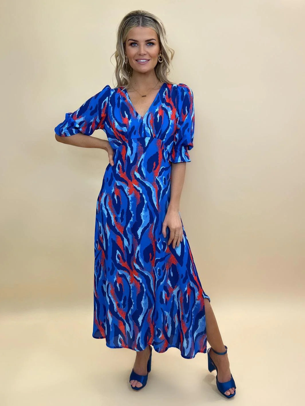 The Good Stuff Streasa Dress (Blue/Red)