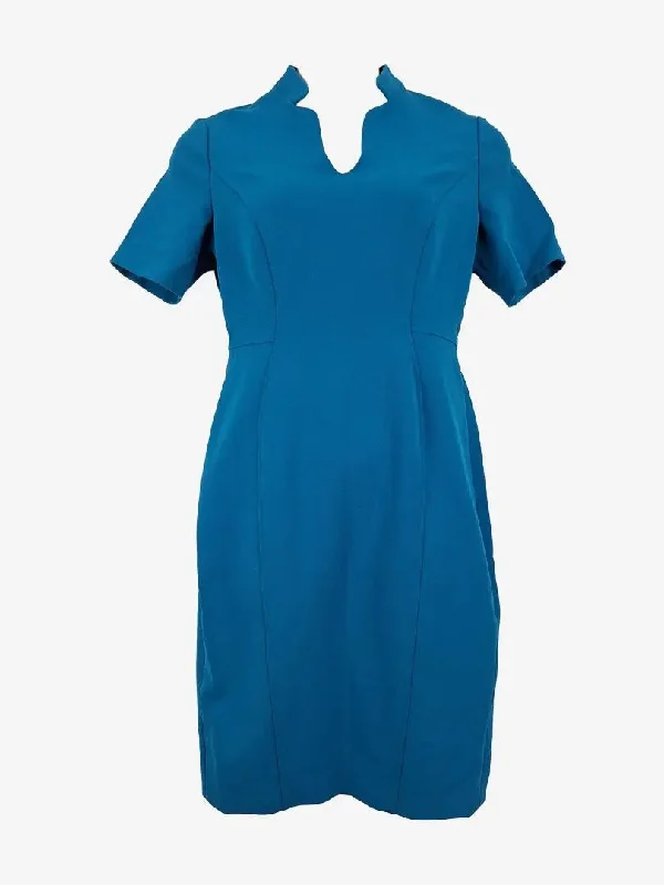 Women's Luxury Garments Anthea Crawford Teal Fitted Office Dress Size 14