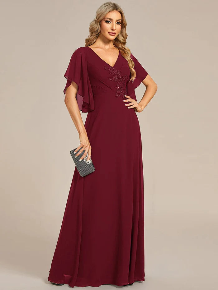 Day-To-Night Styles Half Sleeves Top Applique Decoration Chiffon Mother of the Bride Dress Day-To-Night Styles Half Sleeves Top Applique Decoration Chiffon Mother of the Bride Dress