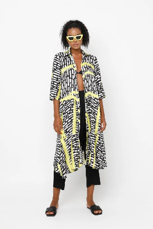 Special Occasion Wear Ozai N Ku Black/Yellow Puzzle Retouched Dress
