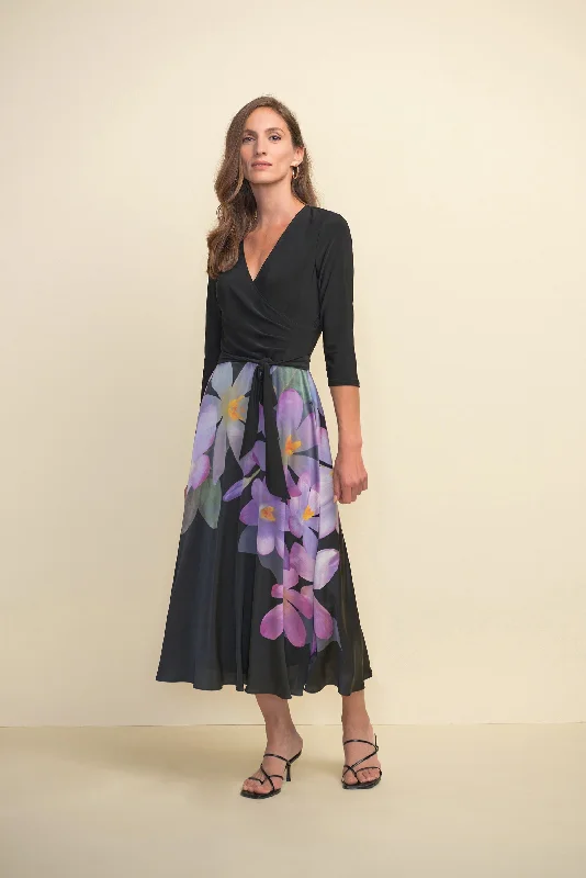 Artful Design Joseph Ribkoff Lilac Print, Wrap Front Dress