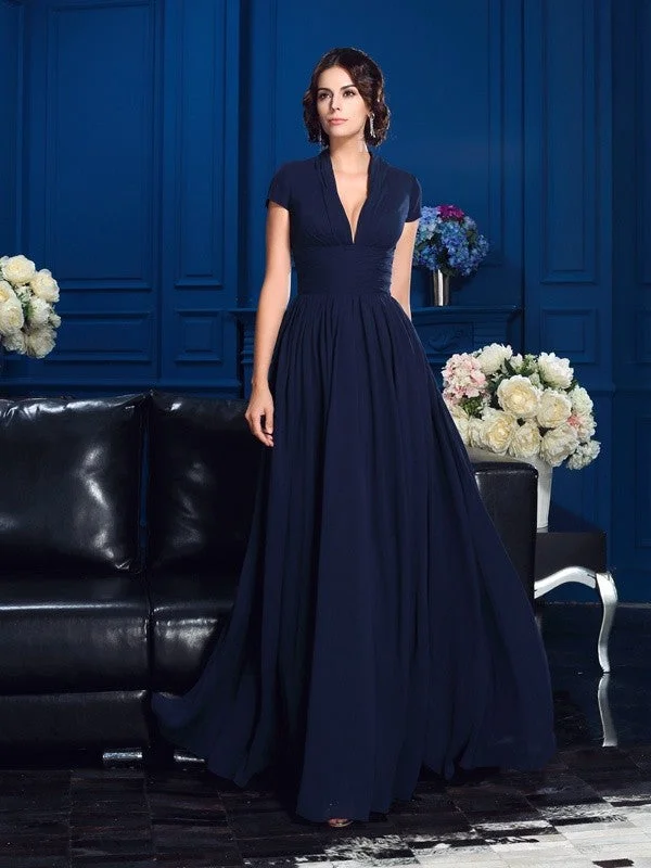 Classic Timeless Elegant Style Mother of the Bride Dresses A-Line V-neck Applique Short Sleeves Long Chiffon Classic Timeless Elegant Style Mother of the Bride Dresses A-Line V-neck Applique Short Sleeves Long Chiffon