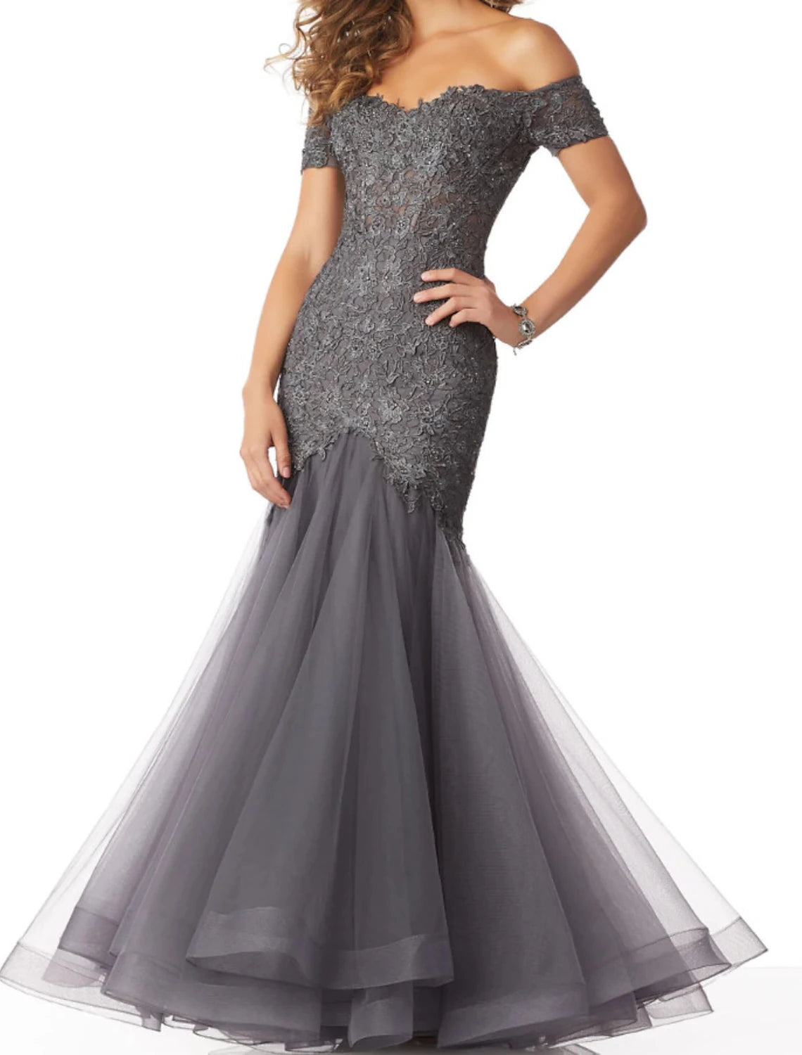 Seasonal Sale Mermaid / Trumpet Mother of the Bride Dress Elegant See Through Sweetheart Floor Length Lace Tulle Cap Sleeve No with Lace Beading Appliques