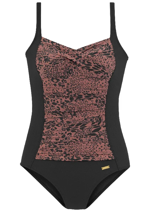 Women's Clothing Apparel Ruched One-Piece - Abstract Leopard