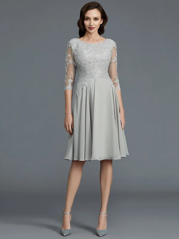 New Styles Just In A-Line/Princess 1/2 Sleeves Scoop Knee-Length Applique Chiffon Mother of the Bride Dresses New Styles Just In A-Line/Princess 1/2 Sleeves Scoop Knee-Length Applique Chiffon Mother of the Bride Dresses