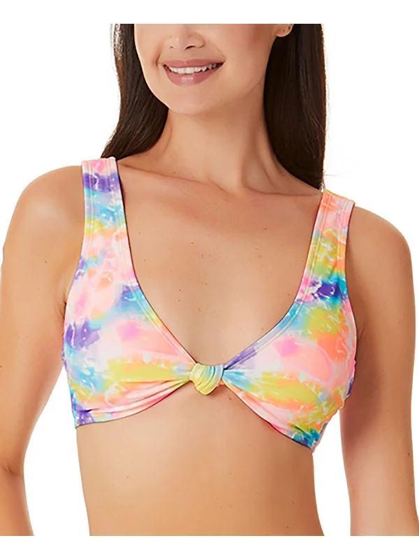 Women's Chic Outerwear Outfit Juniors Womens Tie-Dye Knot Bikini Swim top