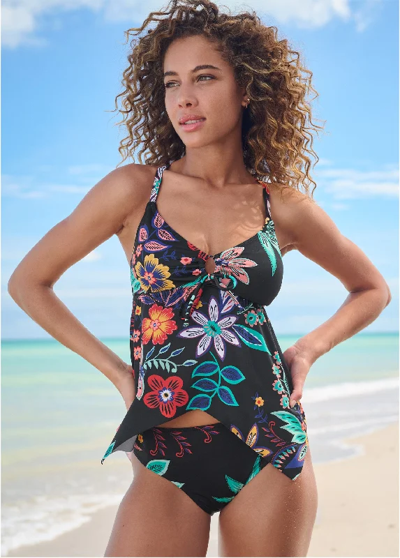 Women's Stylish Casual Garments Fiji Mid Rise Moderate Bottom - Moonlit Florals