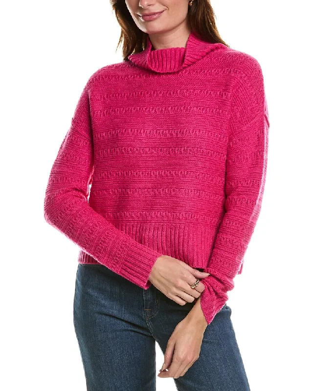 Women's Evening Attire Forte Cashmere Crop Textured Mock Neck Wool & Cashmere-Blend Sweater