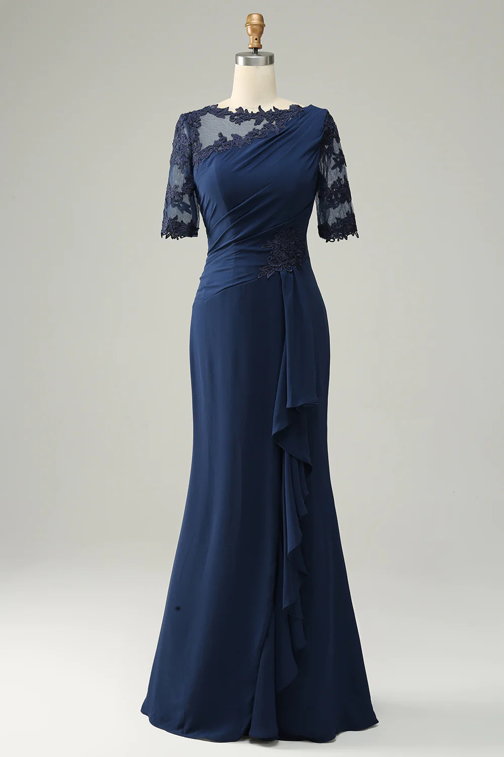Trendy Street Style Attire Navy Sheath Mother of Bride Dress with Appliques
