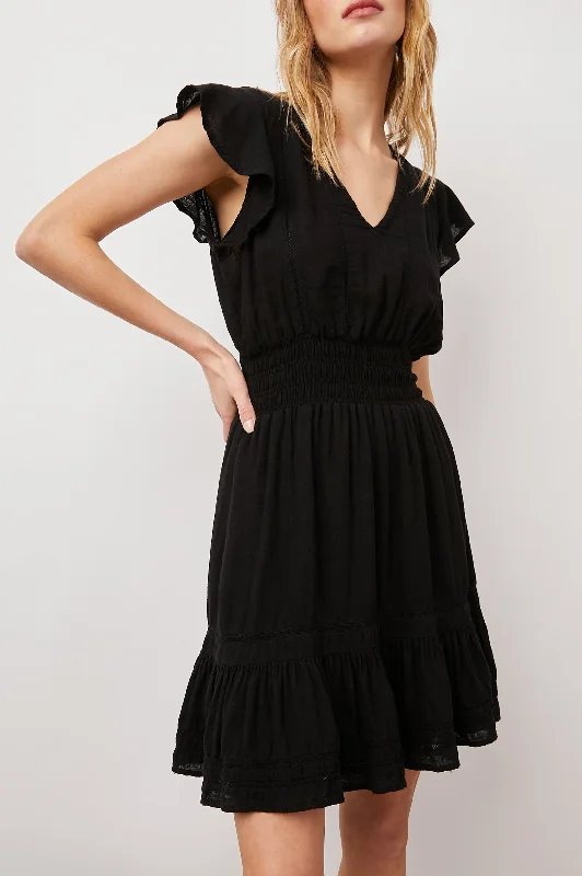 Casual Chic Women's Clothes TARA DRESS - BLACK LACE DETAIL