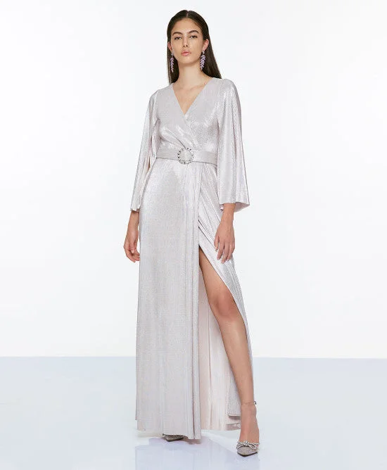 Bold Fashion Access Metallic Beige Dress