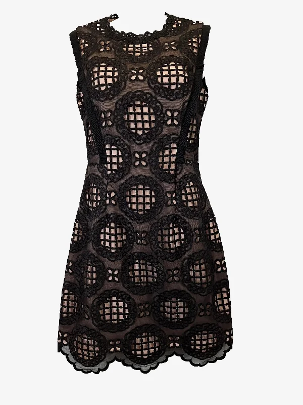 Best Online Women's Boutiques Reiss Dixie Graphic Lace  Dress Size 8