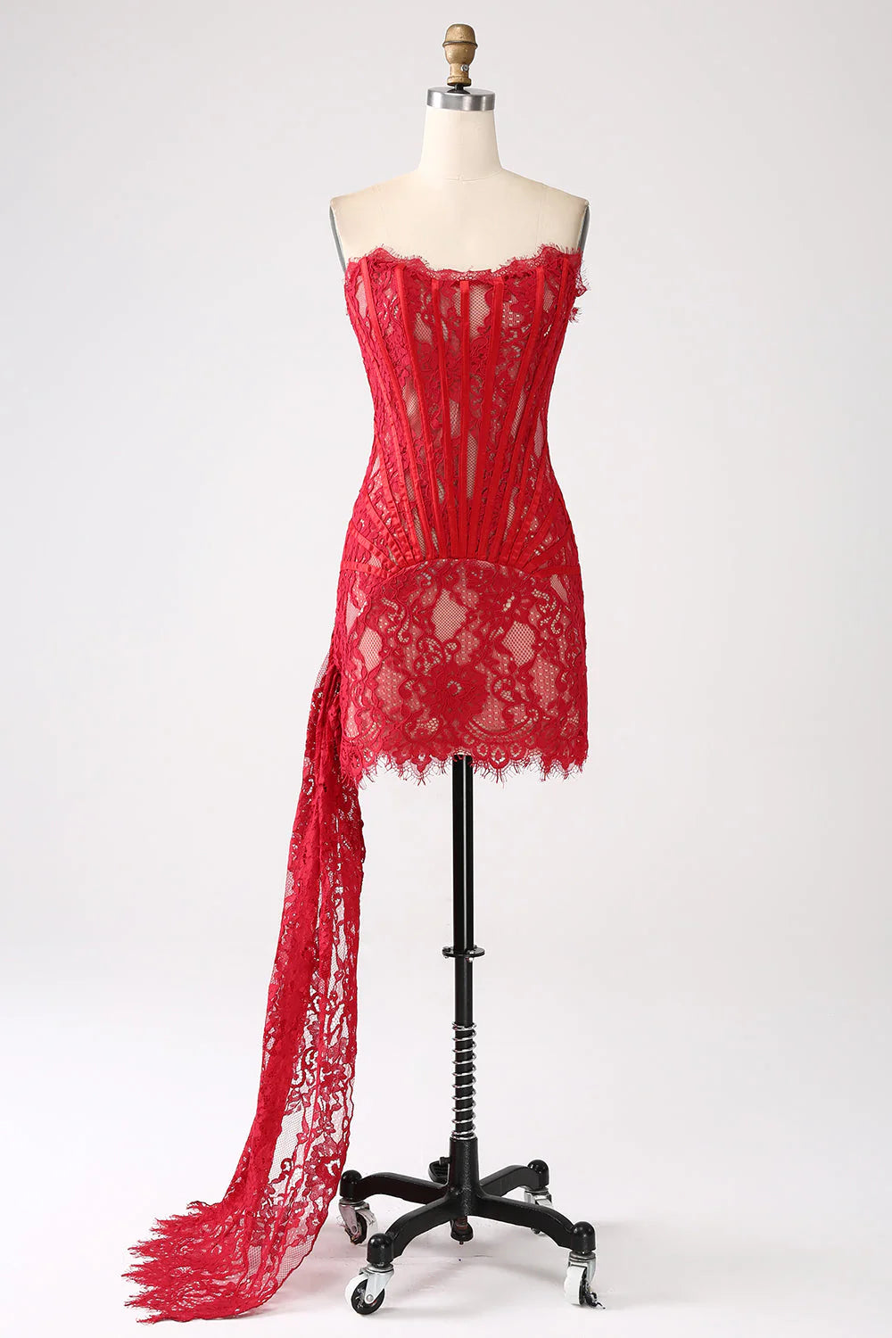 Women's Casual Outfit Amzcw Classy Red Lace Strapless Corset Short Cocktail Dress with Lace-up Back Women's Casual Outfit Amzcw Classy Red Lace Strapless Corset Short Cocktail Dress with Lace-up Back