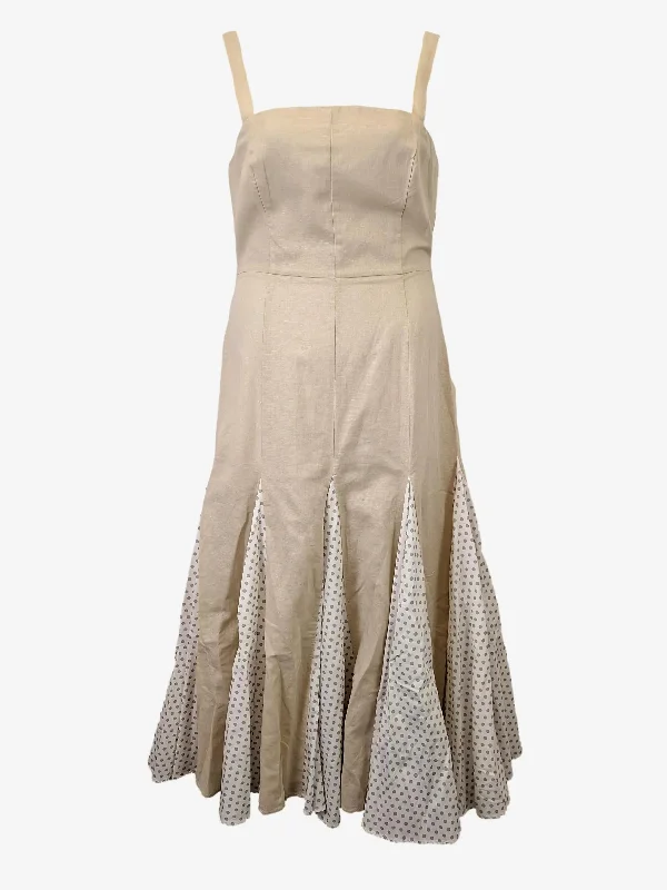 Women's Clothing For Special Occasions Gary Bigeni Polka Dot Latte Godet Dress Size 12