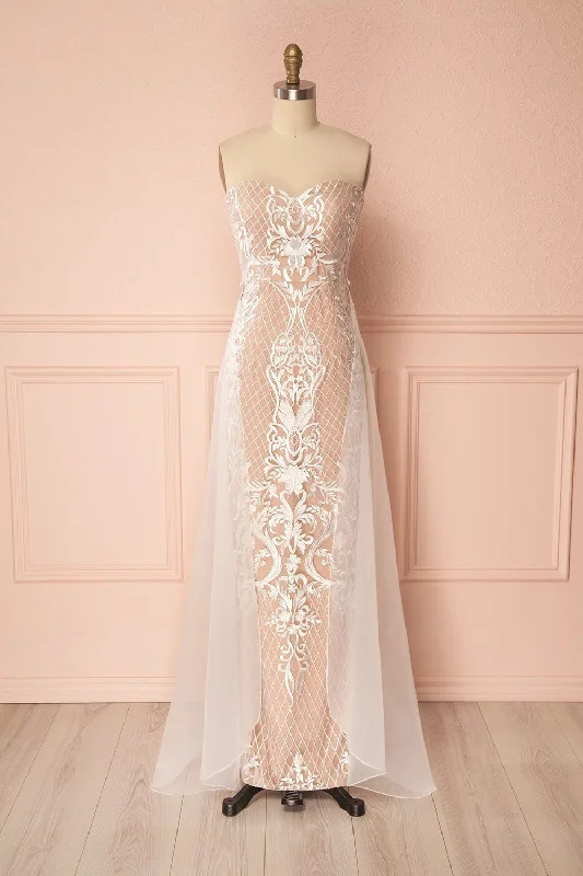 Street Style Fashion Angélique | Beige Embroidered Dress