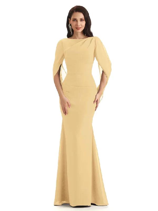 Women's Vacation Outfit Casual Mermaid Chiffon Half Sleeves Long Mother of The Bride Dresses In Stock Women's Vacation Outfit Casual Mermaid Chiffon Half Sleeves Long Mother of The Bride Dresses In Stock