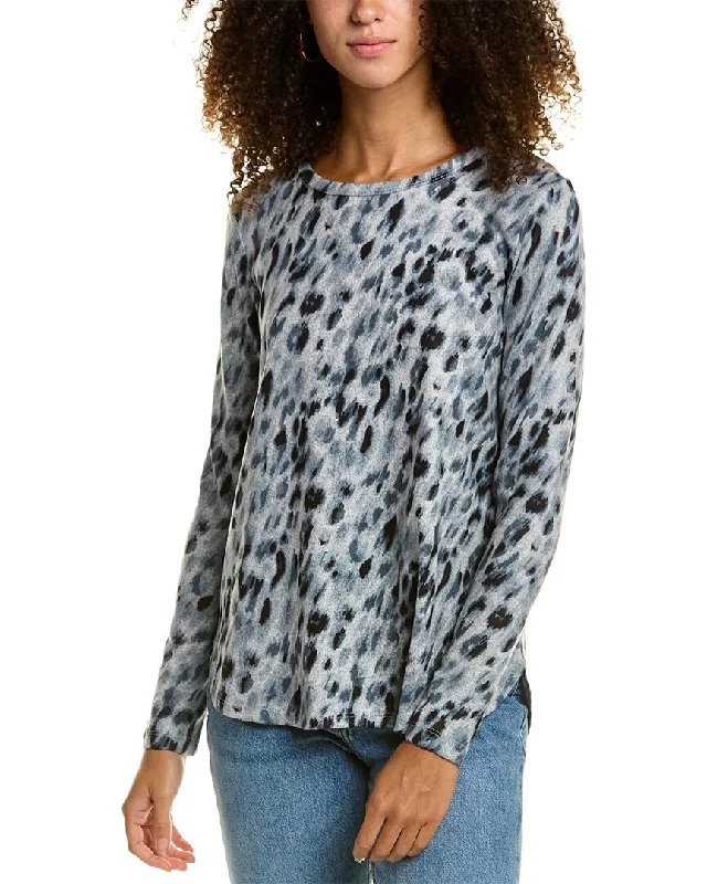 Women's Resort Attire Joan Vass High-Low Hem Animal Print Sweater