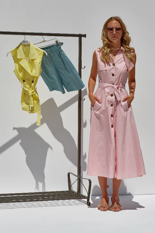 Flowy Fabric MDM Trench Like Cotton Poplin Dress