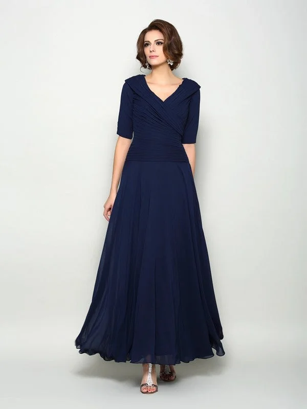 Women's Professional Apparel A-Line/Princess V-neck 1/2 Sleeves Long Chiffon Mother of the Bride Dresses Women's Professional Apparel A-Line/Princess V-neck 1/2 Sleeves Long Chiffon Mother of the Bride Dresses