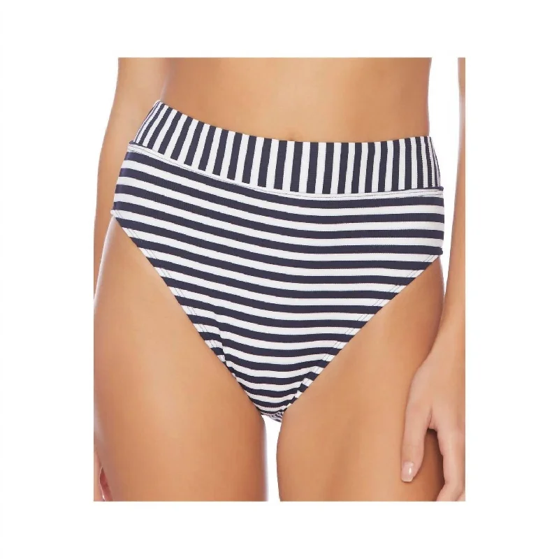 Women's Vintage Attire High Leg Bikini Bottom In Never Enough Navy