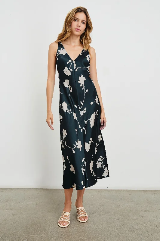 Women's Elegant Evening Attire CAMELLIA DRESS - MIDNIGHT ROSES