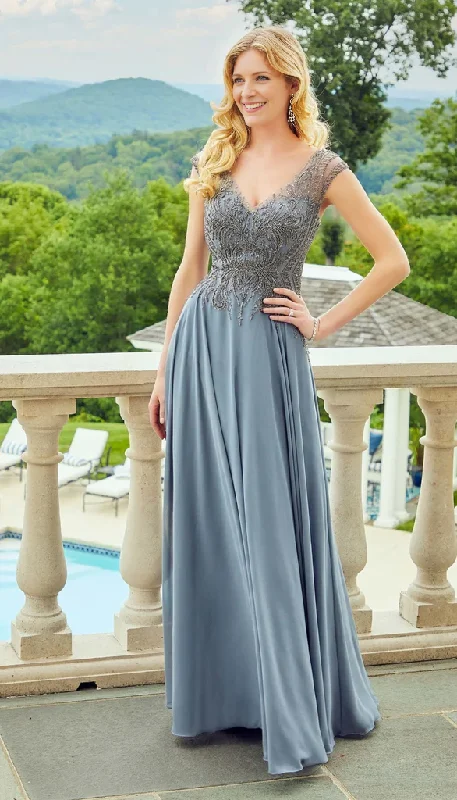 Women's Clothing Apparel A-Line V-Neck Chiffon Mother of the Bride Dresse With Appliques Women's Clothing Apparel A-Line V-Neck Chiffon Mother of the Bride Dresse With Appliques