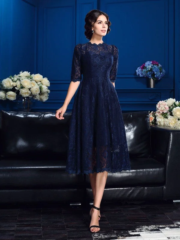 Special Occasion Wear Mother of the Bride Dresses A-Line Jewel Lace 1/2 Sleeves Short Lace Special Occasion Wear Mother of the Bride Dresses A-Line Jewel Lace 1/2 Sleeves Short Lace