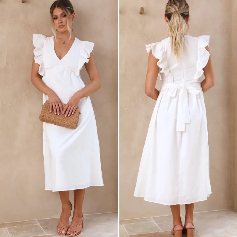 Special Promotions Available For A Short Time White frill dress