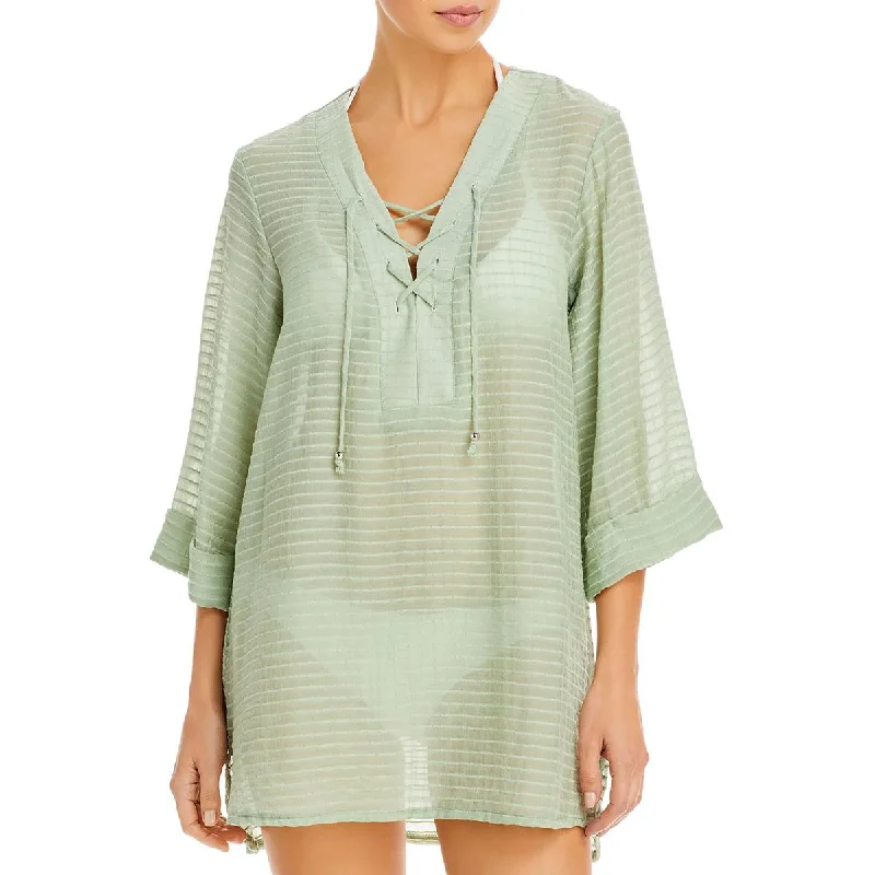 Women's Trendy Apparel Womens Crinkled Tunic Cover-Up