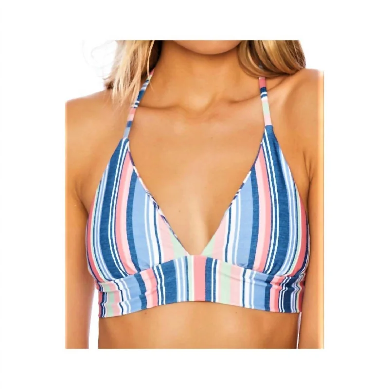 Stylish Women's Attire Reversible Halter Bikini Top In Holding Pattern Multi
