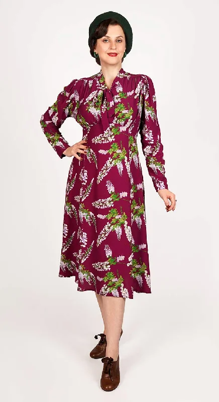 Chic Sophistication Grace Bow Tie Dress in Burgundy Wisteria