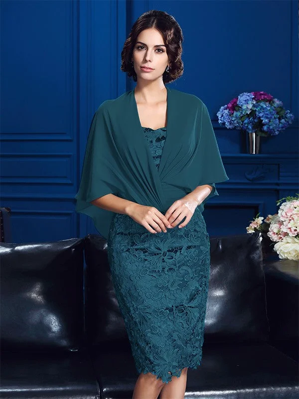 Hot Trends Sheath/Column Strapless Lace 1/2 Sleeves Short Lace Mother of the Bride Dresses
